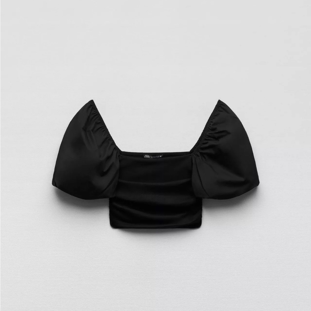 Zara Elegant Black Puff Sleeve Top